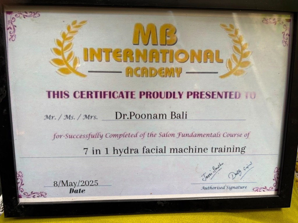 Certificate - 7 in 1 Hydra Facial Machine Training
